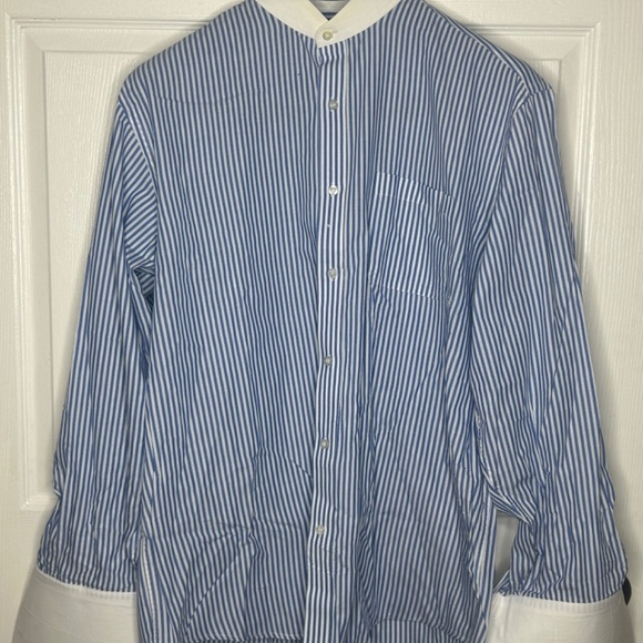 Daniel Ellissa Men’s Dress Shirt 17.5 – Blue Stripe w/ White Collar – Like New - Picture 4 of 5